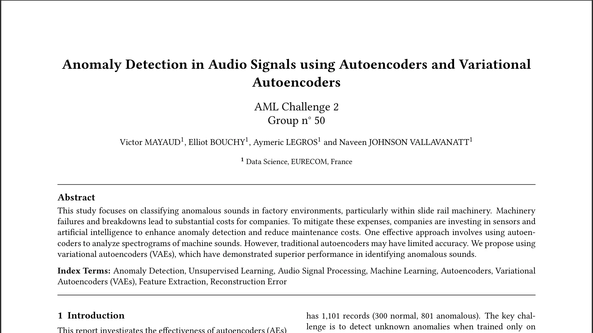 Audio Anomaly Detection Project